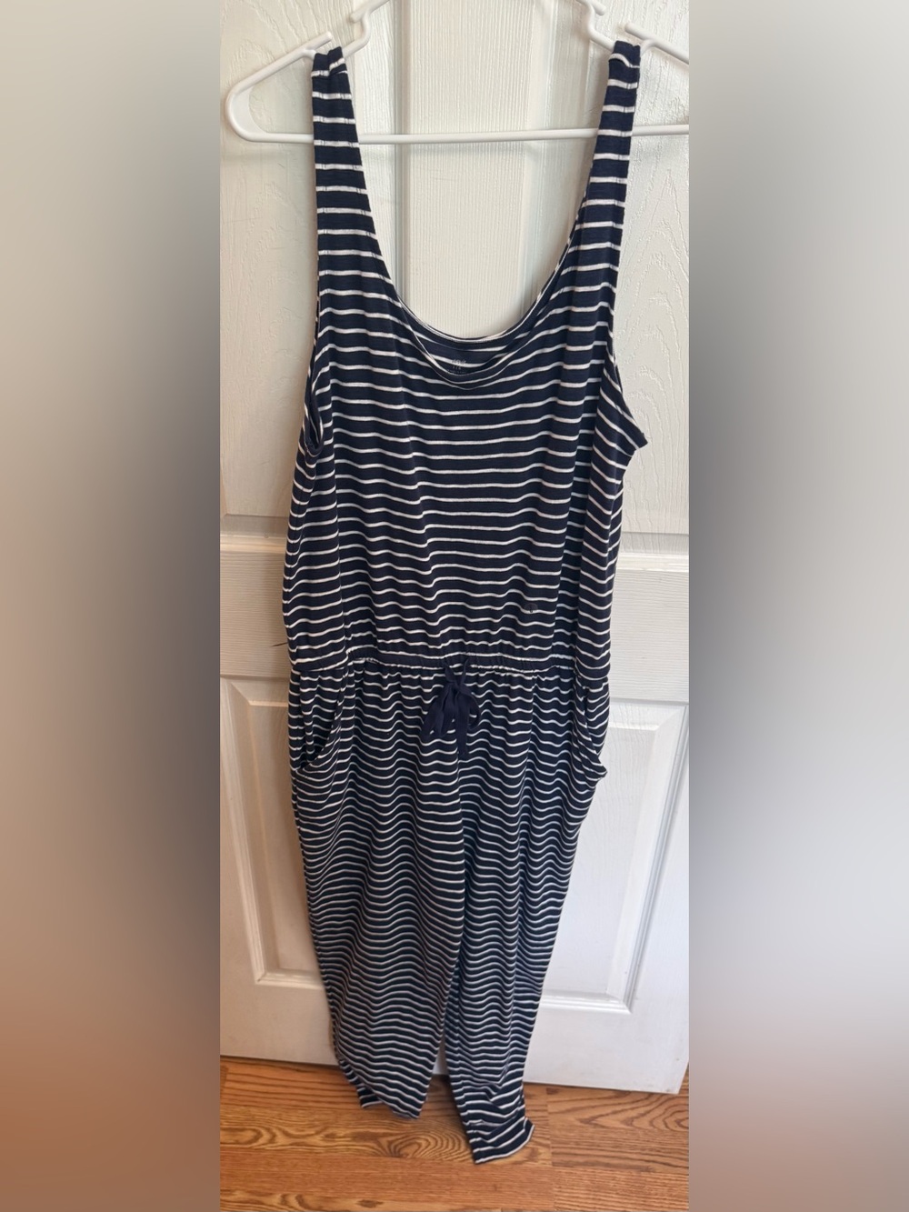 Aerie Striped Navy and White Sleeveless Jumpsuit Large NWT